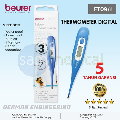 [00120150298] Beurer Clinical Thermometer Digital Blue FT 09