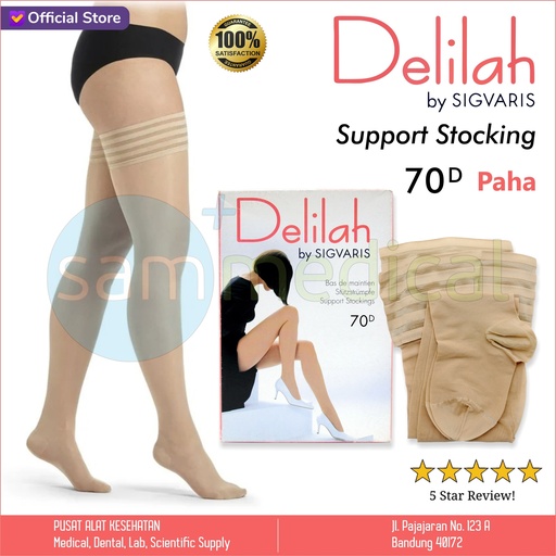 [00120150600] Delilah Stocking Varises Stay Up Paha - Beige Size 3