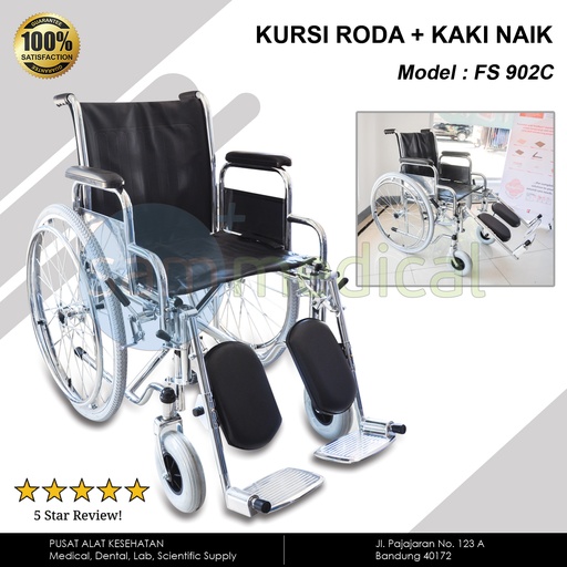[00120151288] Kursi Roda + Kaki Naik FS 902C-46