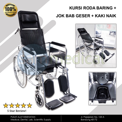 [00120151297] Kursi Roda 3in1 Baring + BAB Jok Geser + Kaki Naik FS 609 GCU