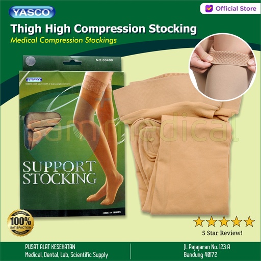 [00120152944] Yasco Thigh High Compression Stocking - M