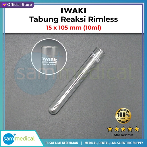 [00320153602] Iwaki Tabung Reaksi Rimless 15x105mm (10ml)(980TST15-105NP)