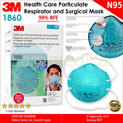 [00120154169] 3M N95 Particulate Respirator & Surgical Mask @pcs 1860