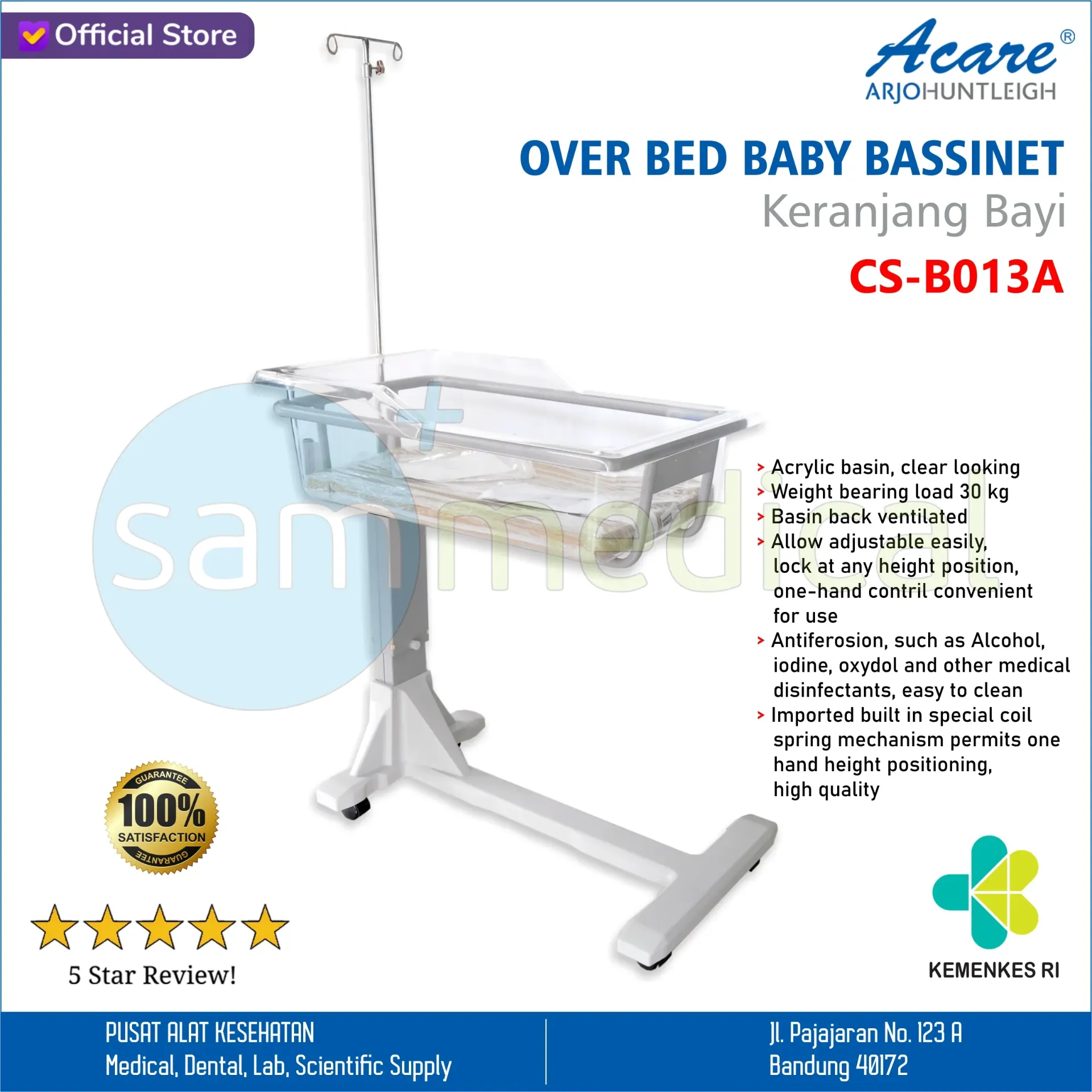 Acare Overbed Baby Basinet | sam medical