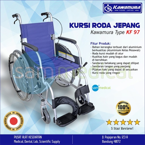 [00120180250] Kawamura Kursi Roda Extralight Biru KF (97) 16inch