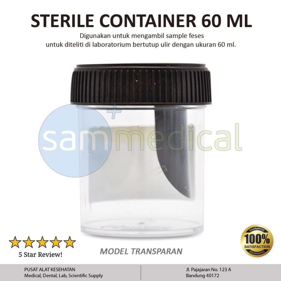 Labware Stool Container / Feces Container Transparan 60ml | sam medical