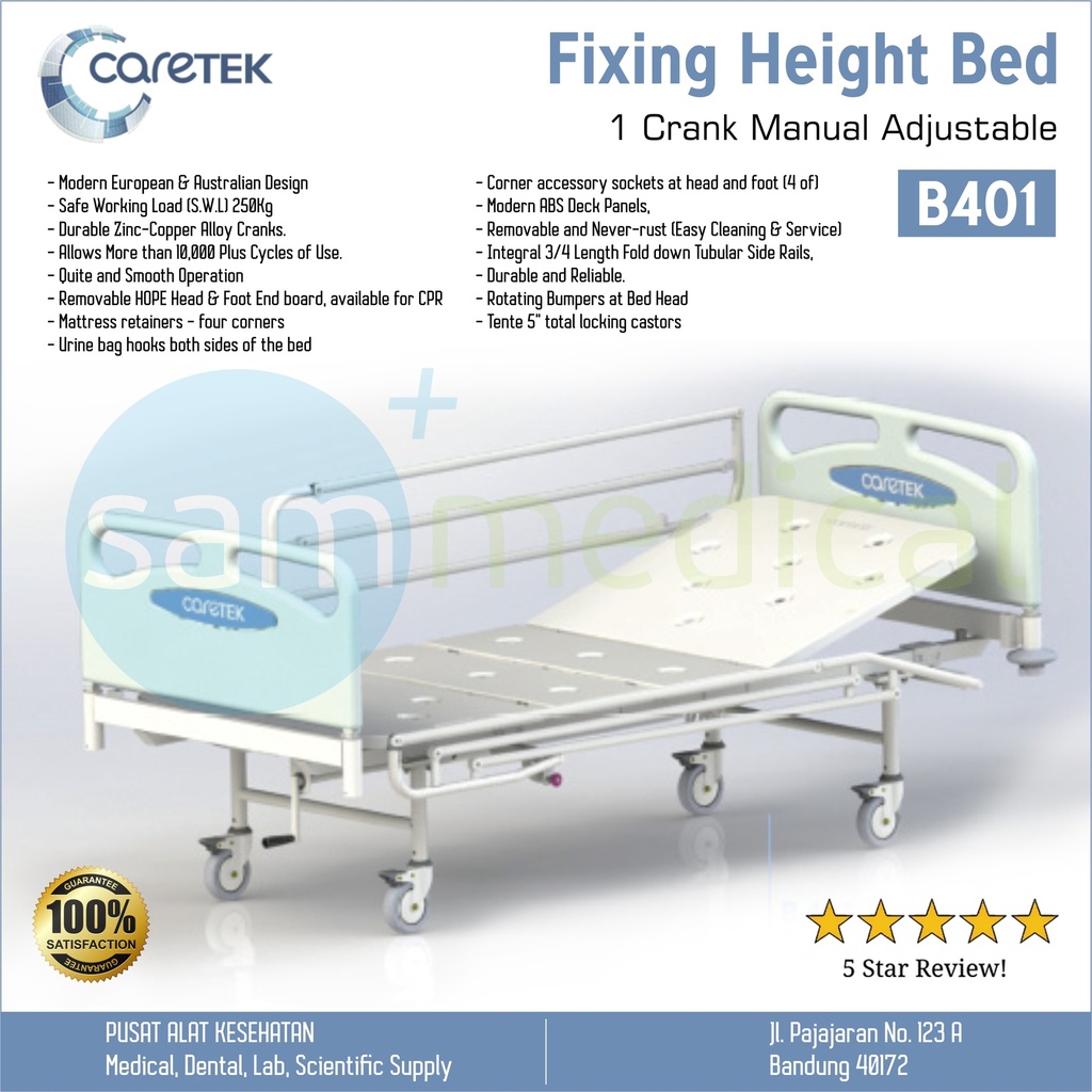 Caretek Hospital Bed 1 Crank Manual B 401 | sam medical