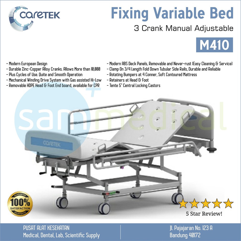 Caretek Hospital Bed 3 Crank Manual M 410 | sam medical