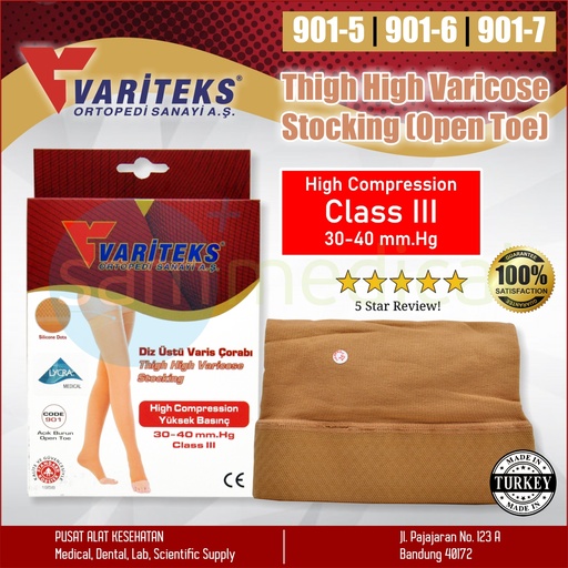 [00120190467] Variteks Open Toes CCL3 30-40mmHg Paha - No 6 VAR 901