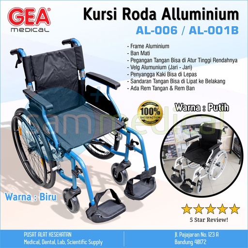 [00120200110] Kursi Roda Alluminium Biru AL-006/AL-001B