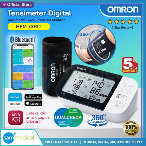 [00120200464] Omron Tensimeter - Lengan Deluxe AFIB w/ Bluetooth HEM 7361T