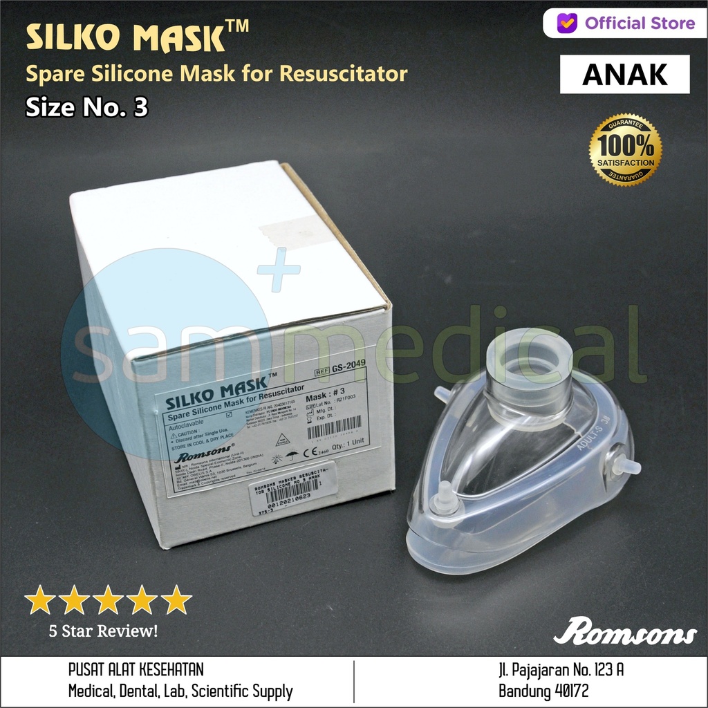 Romsons Masker Resuscitator Silicone No 3 Anak | sam medical