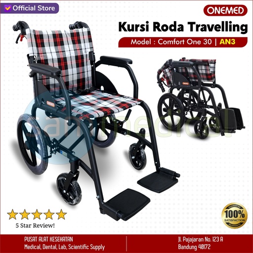 [00120220236] Kursi Roda Comfort One 30 AN3 Roda Tanggung + Kotak Merah Putih