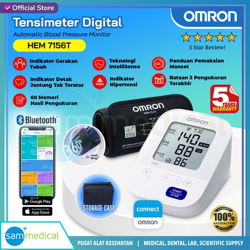 [00120220373] Omron Tensimeter - Lengan Deluxe HEM 7156T + Connect Bluetooth