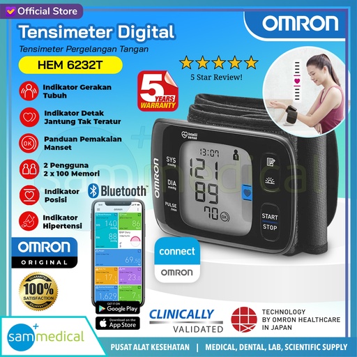 [00120220379] Omron BPM Tensimeter Wrist w/ Bluetooth HEM-6232T