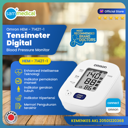 [00120220589] Discontinue Omron Tensimeter Digital + Connect Bluetooth HEM 7142T-1