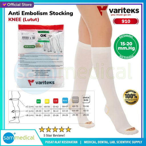 [00120230224] Variteks Stocking Anti-Embolisme CCL1 15-20mmHg Lutut VAR 910 - L(3)