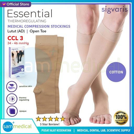 [00120230358] SIGVARIS COTTON AD Open Toes - Lutut CCL3 Size XS (Normal)(73877)